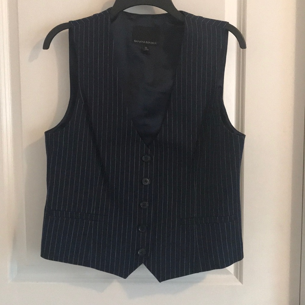 Short blue pin-strip vest